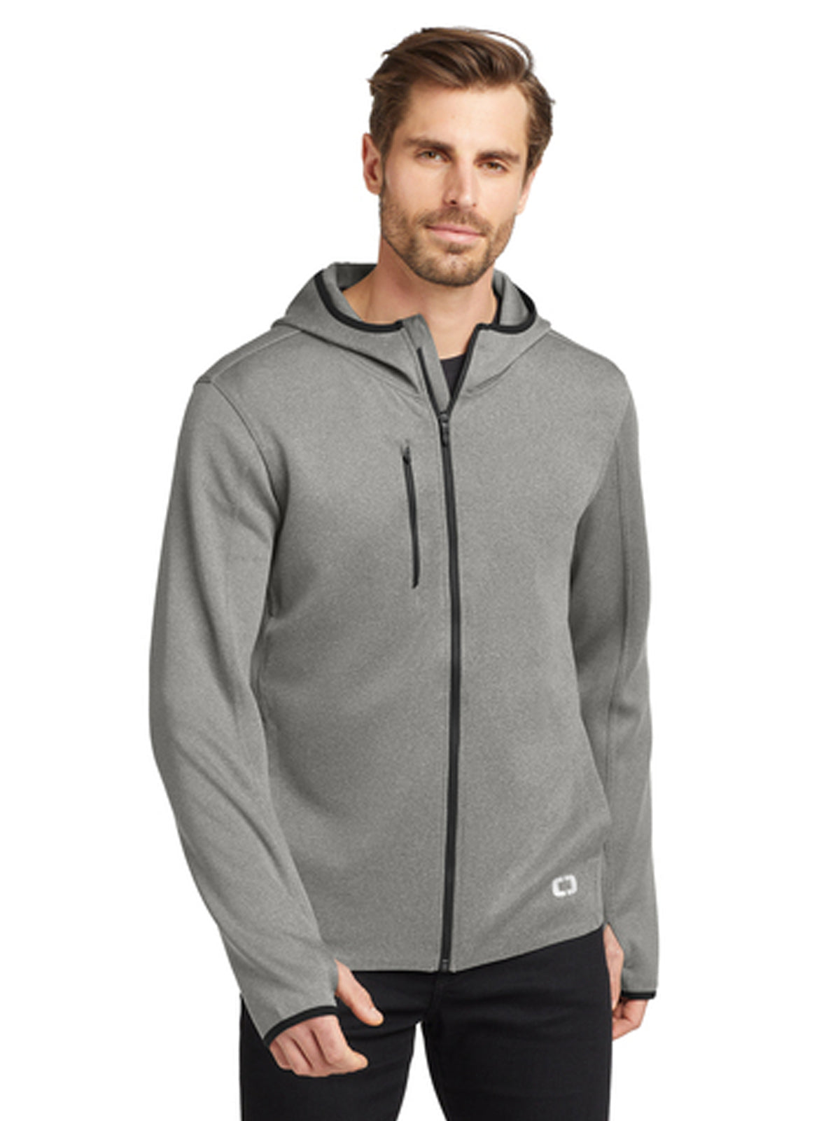 Men's 2-Pocket Full-Zip Sweatshirt - OE728 - Heather Grey