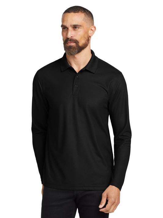 Men's Caliber2.0 Long Sleeve Polo - OG105 - Blacktop