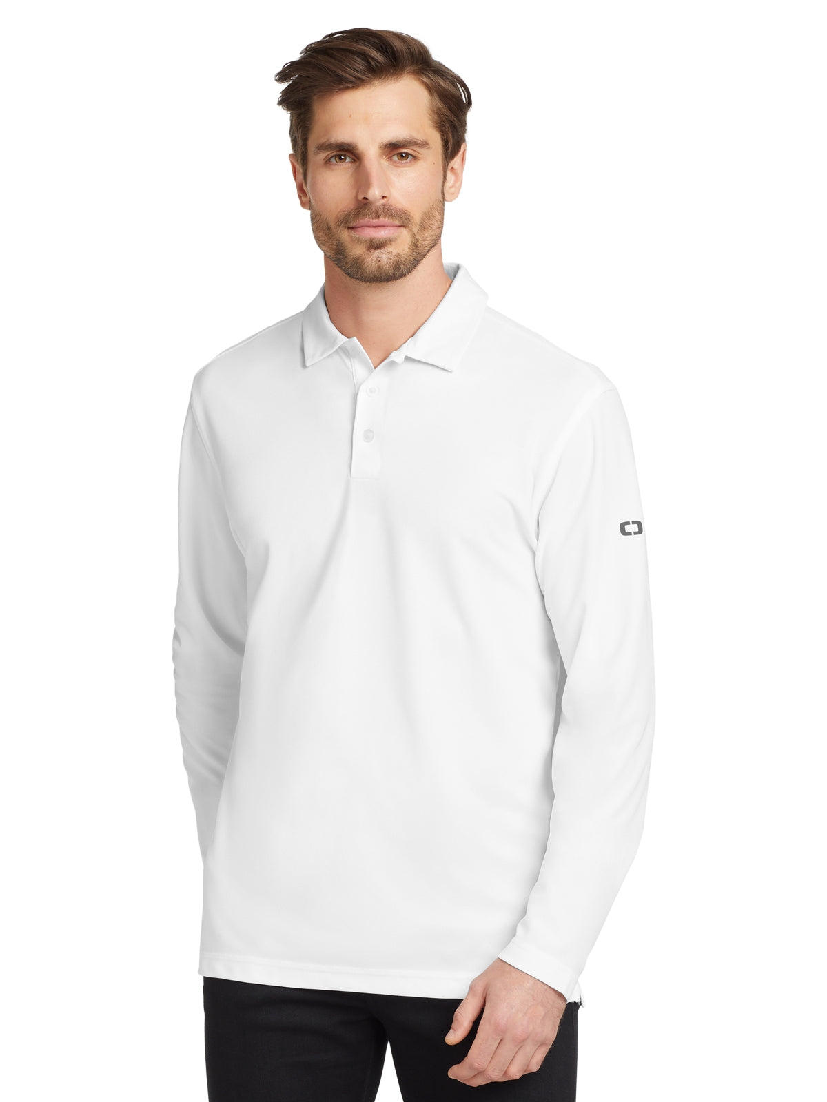 Men's Caliber2.0 Long Sleeve Polo - OG105 - Bright White
