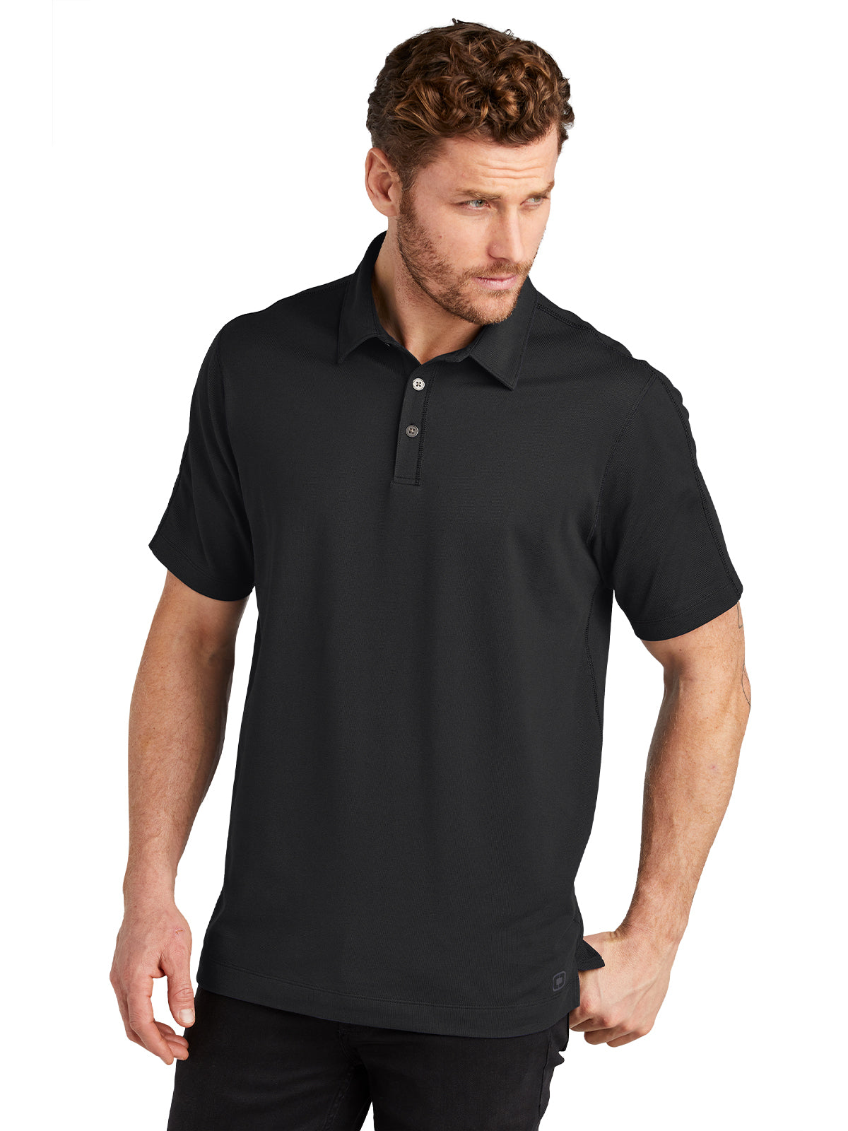 Men's Three-Button Collar Onyx Polo - OG126 - Blacktop