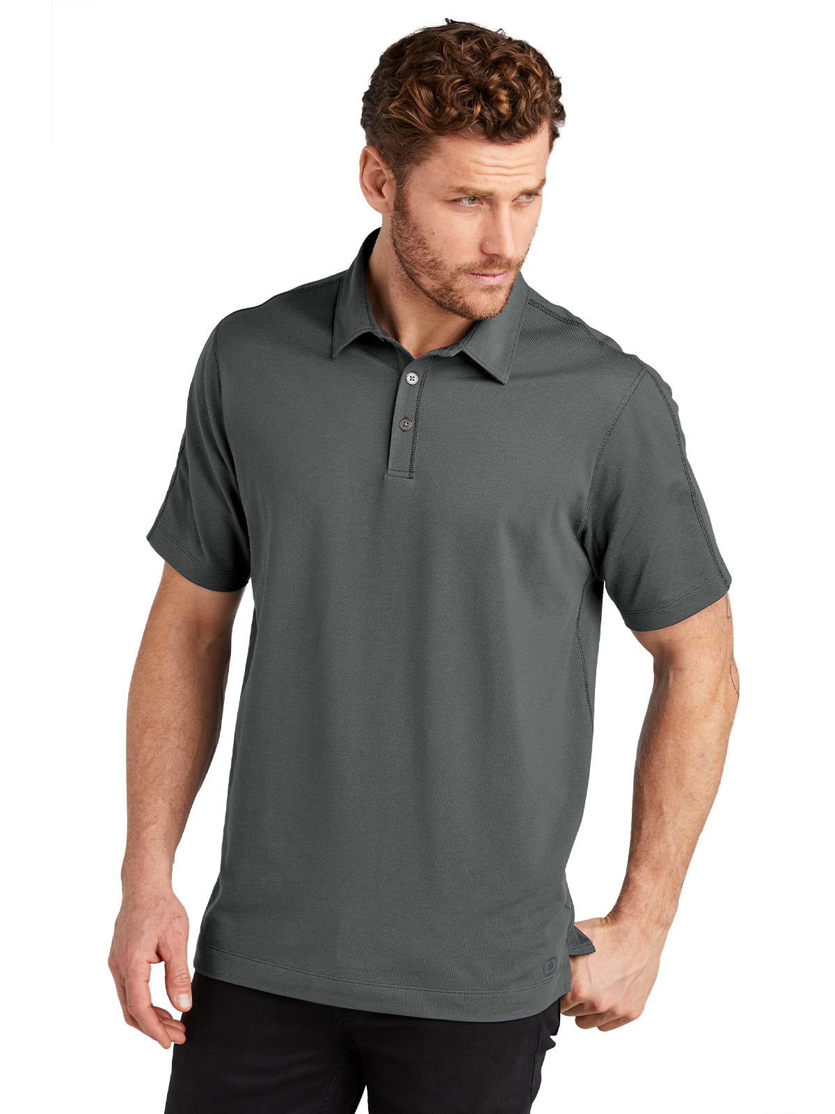 Men's Three-Button Collar Onyx Polo - OG126 - Petrol Grey