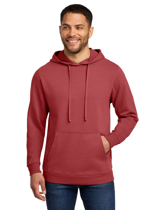 Men's Beach Wash Garment-Dyed Pullover Hooded Sweatshirt - PC098H - Red Rock