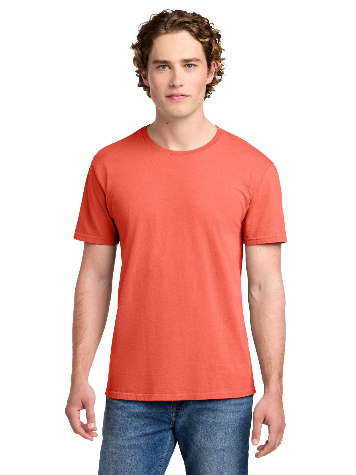 Men's Pocketless Beach Wash Garment-Dyed T-Shirt - PC099 - Neon Coral