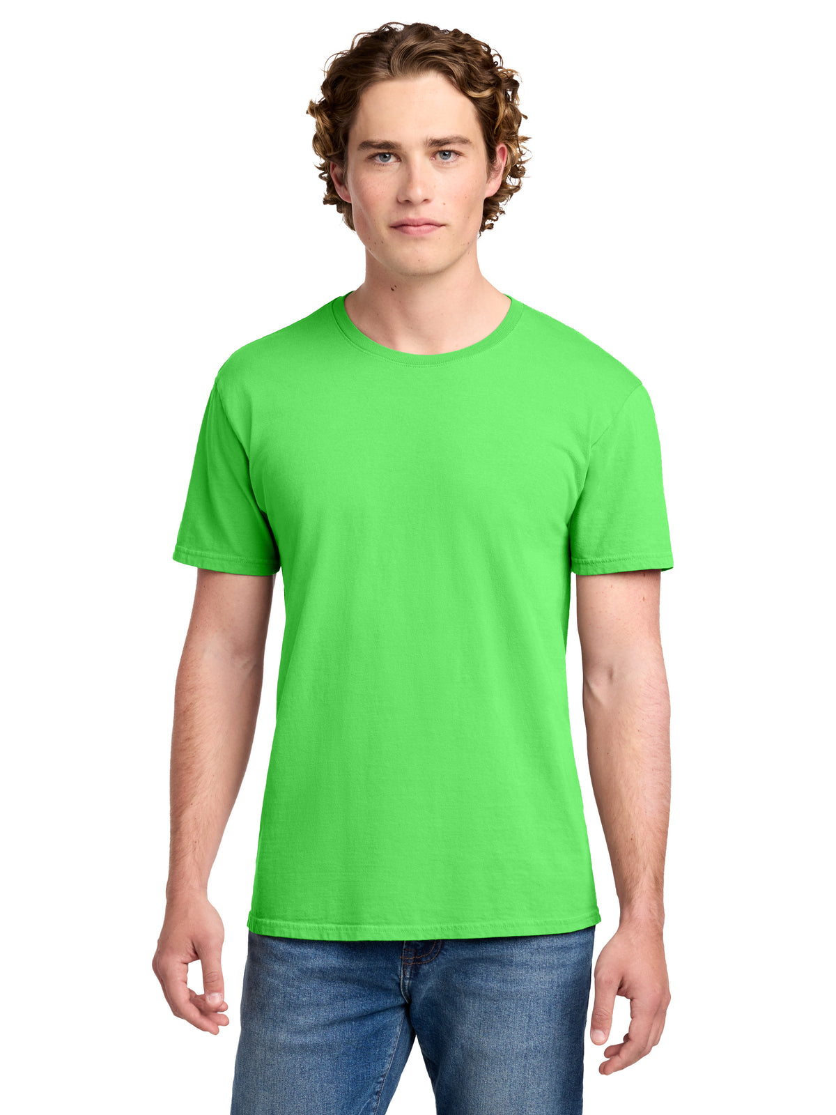 Men's Pocketless Beach Wash Garment-Dyed T-Shirt - PC099 - Neon Green