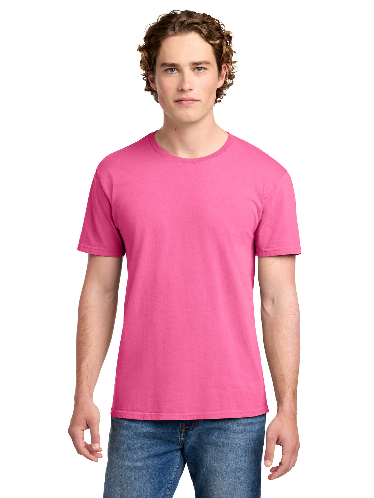 Men's Pocketless Beach Wash Garment-Dyed T-Shirt - PC099 - Neon Pink