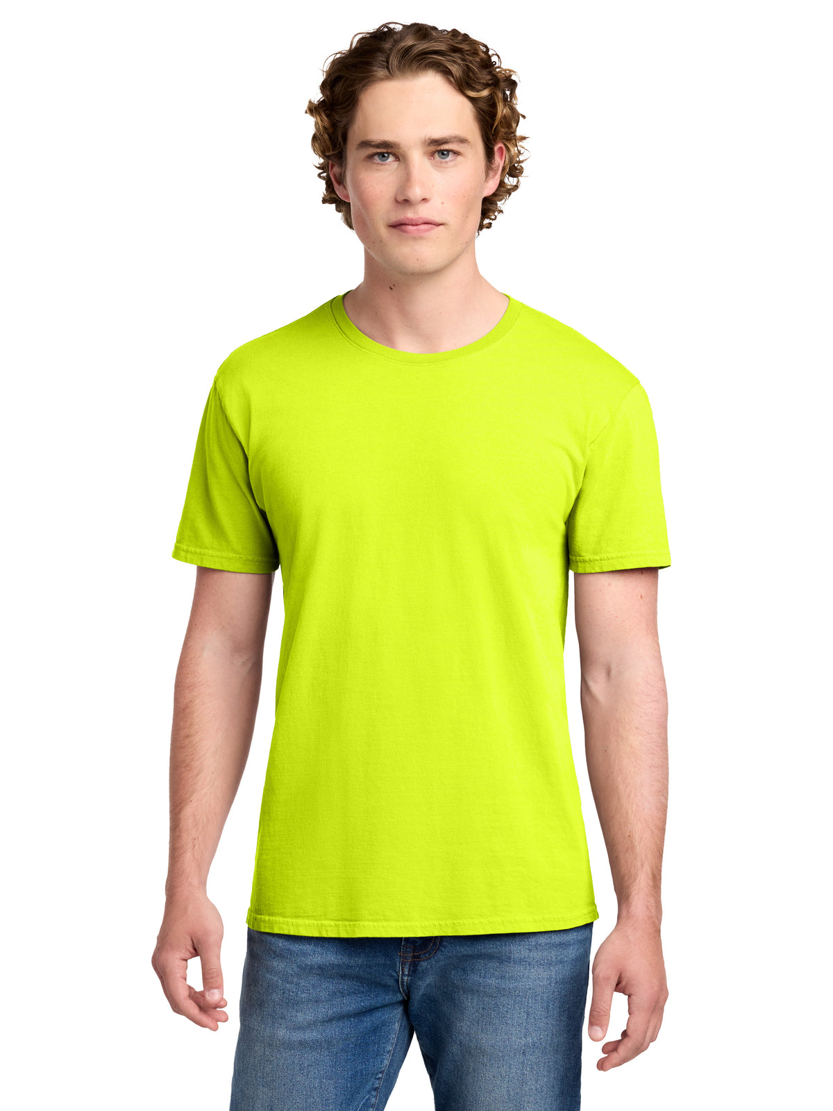 Men's Pocketless Beach Wash Garment-Dyed T-Shirt - PC099 - Neon Yellow