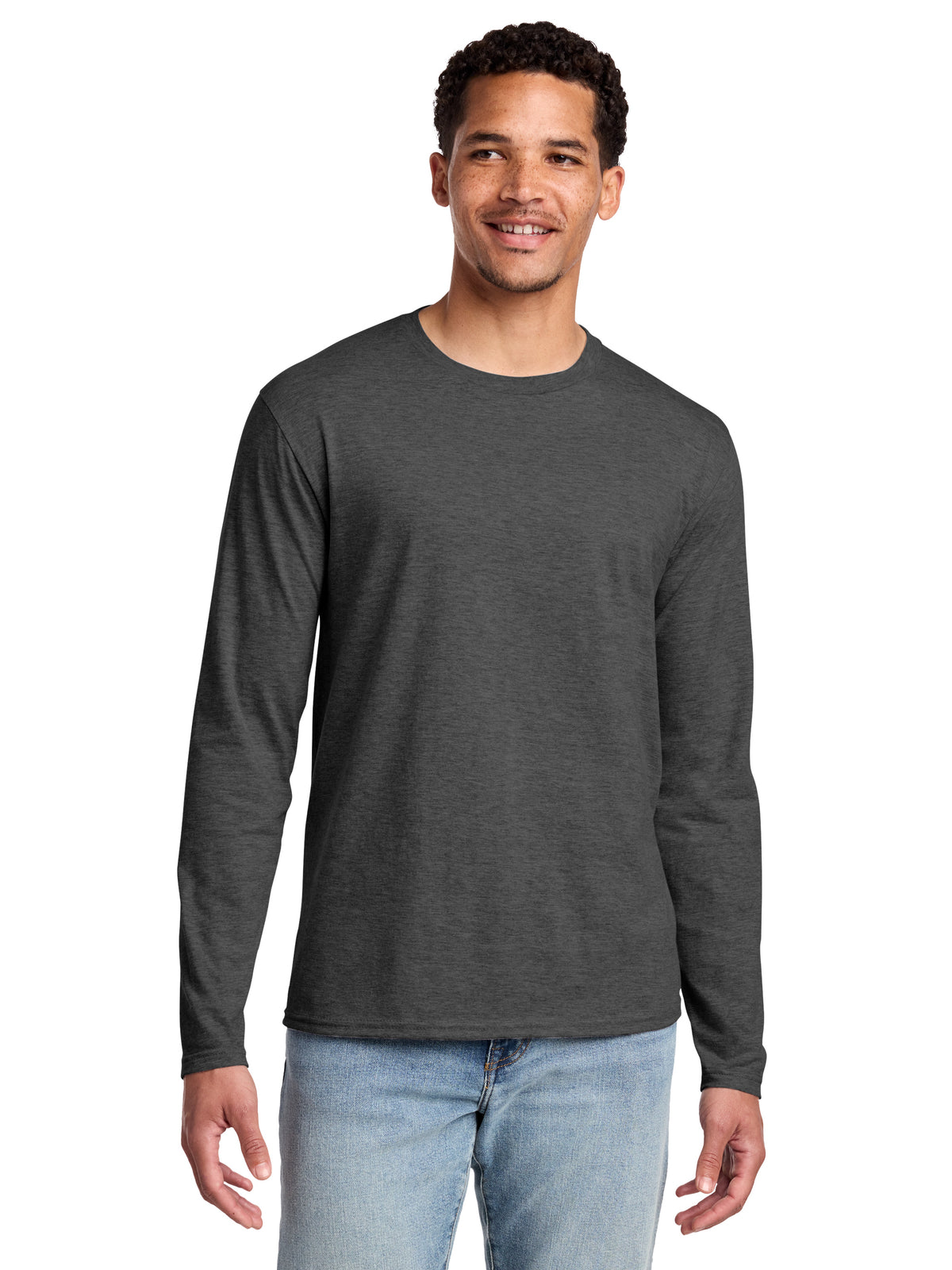 Men's Pocketless Long Sleeve Tee - PC450LS - Dark Heather Grey