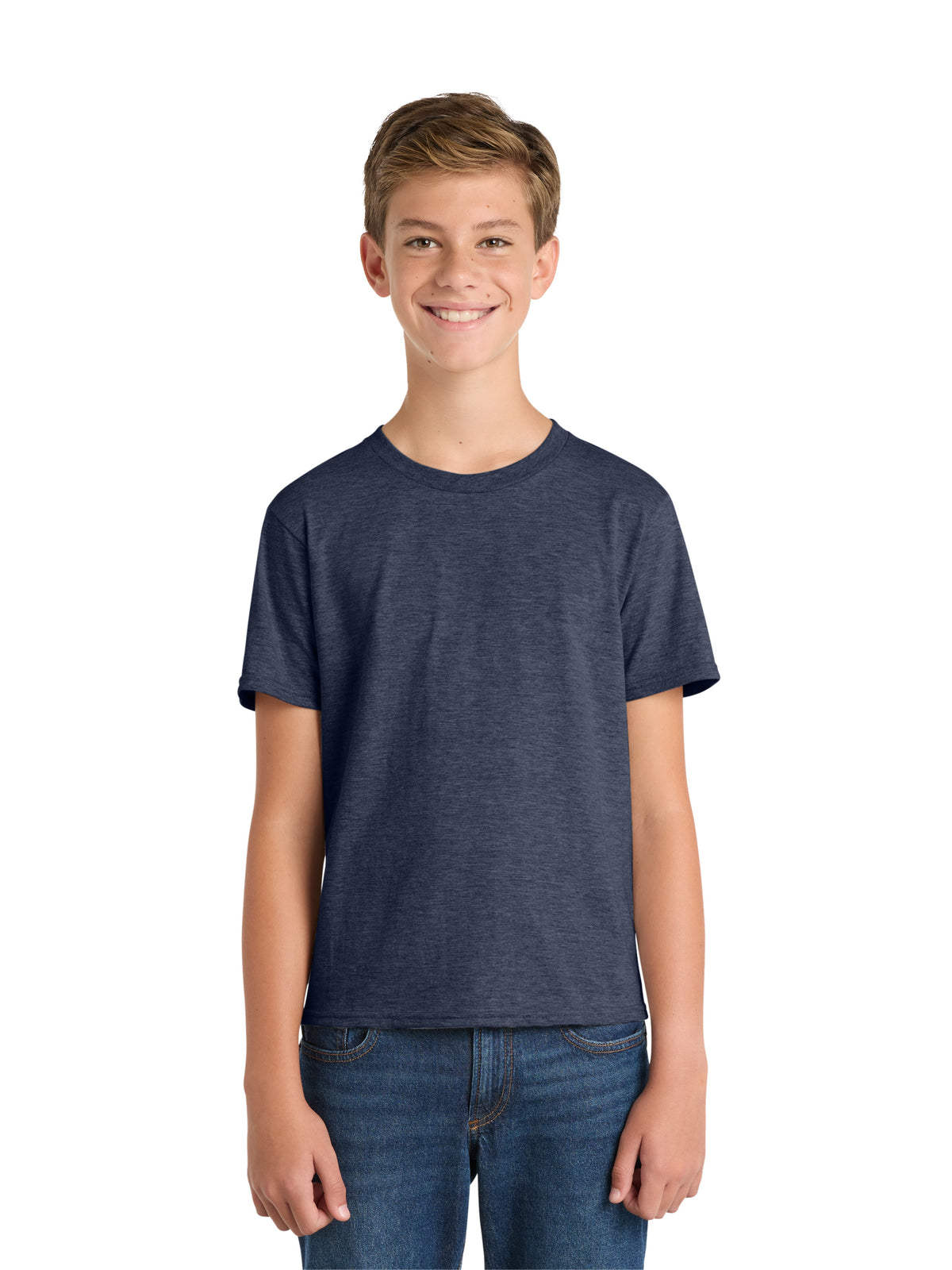 Boy's Pocketless Short Sleeve Tee - PC450Y - Heather Navy
