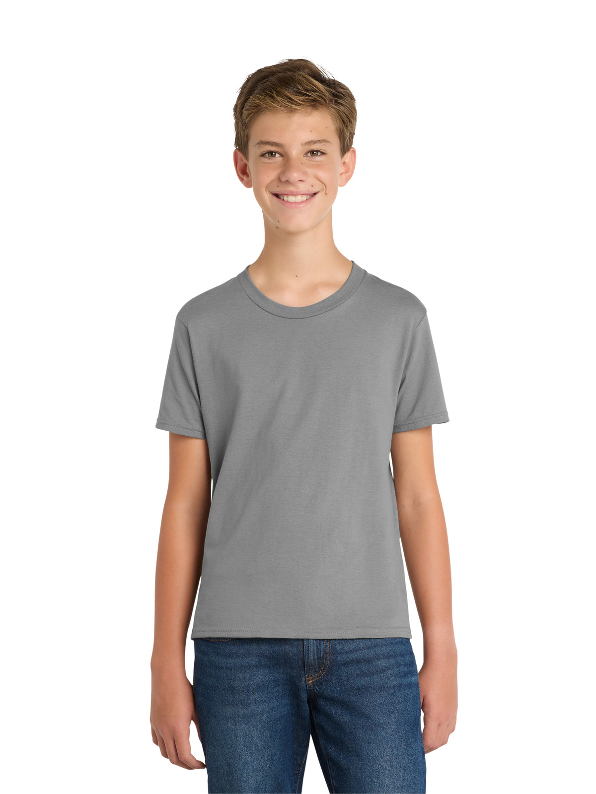 Boy's Pocketless Short Sleeve Tee - PC450Y - Medium Grey