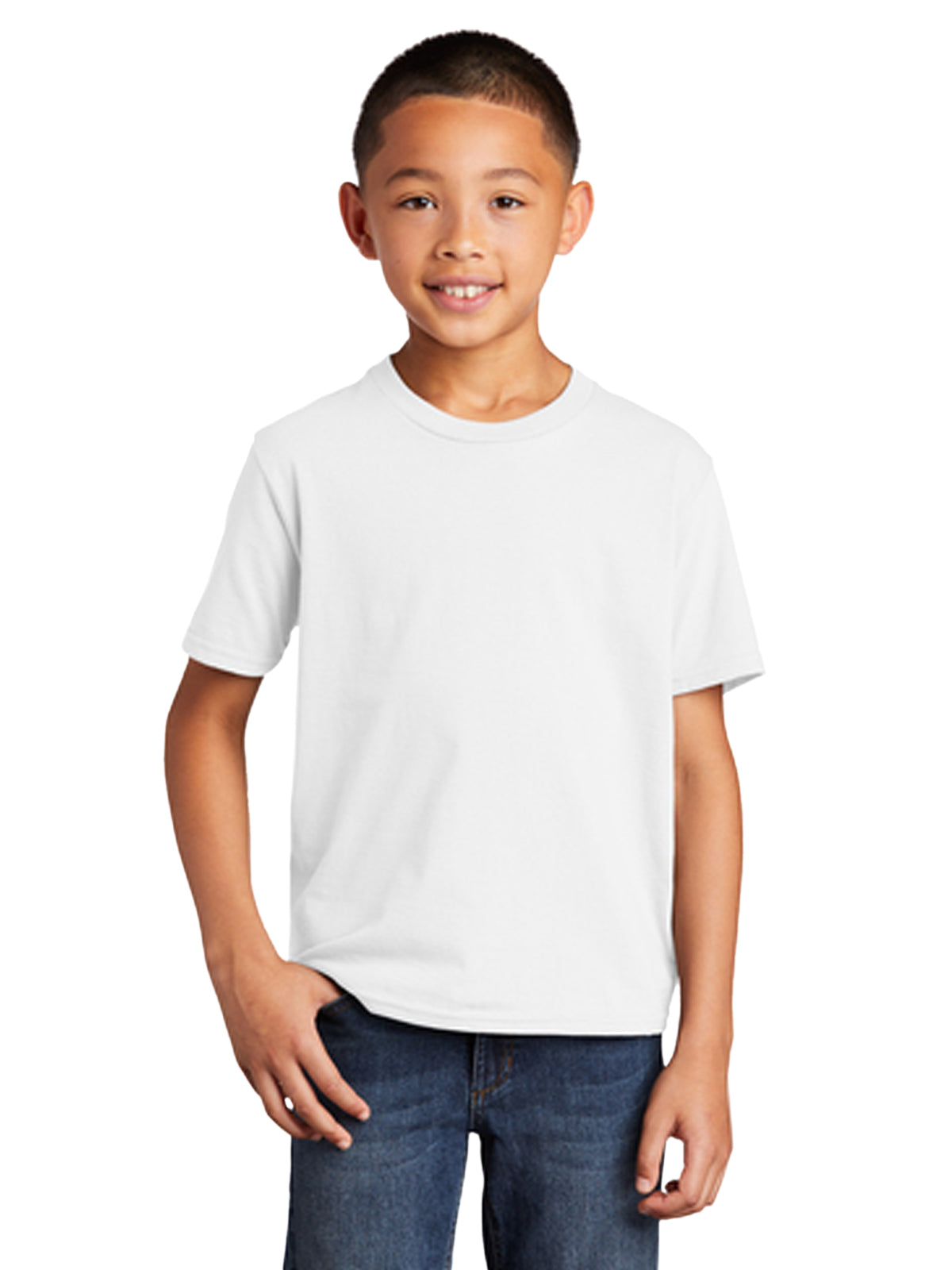 Boy's Pocketless Short Sleeve Tee - PC450Y - White