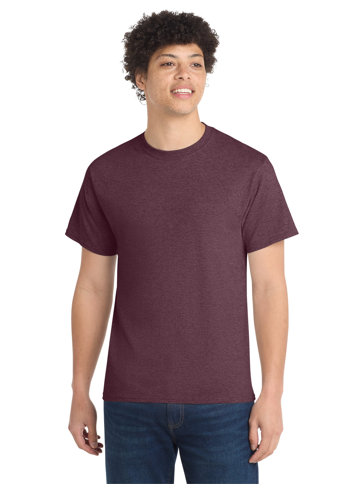 Men's Pocketless Core Cotton Tee - PC54 - Heather Athletic Maroon