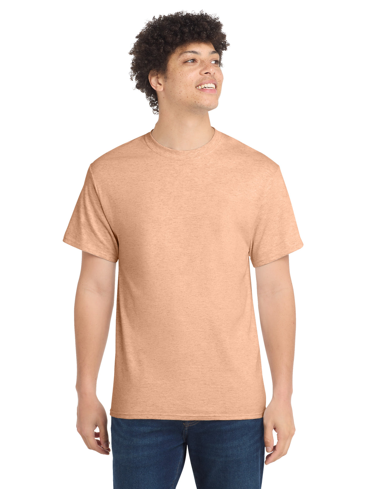 Men's Pocketless Core Cotton Tee - PC54 - Heathered Dusty Peach