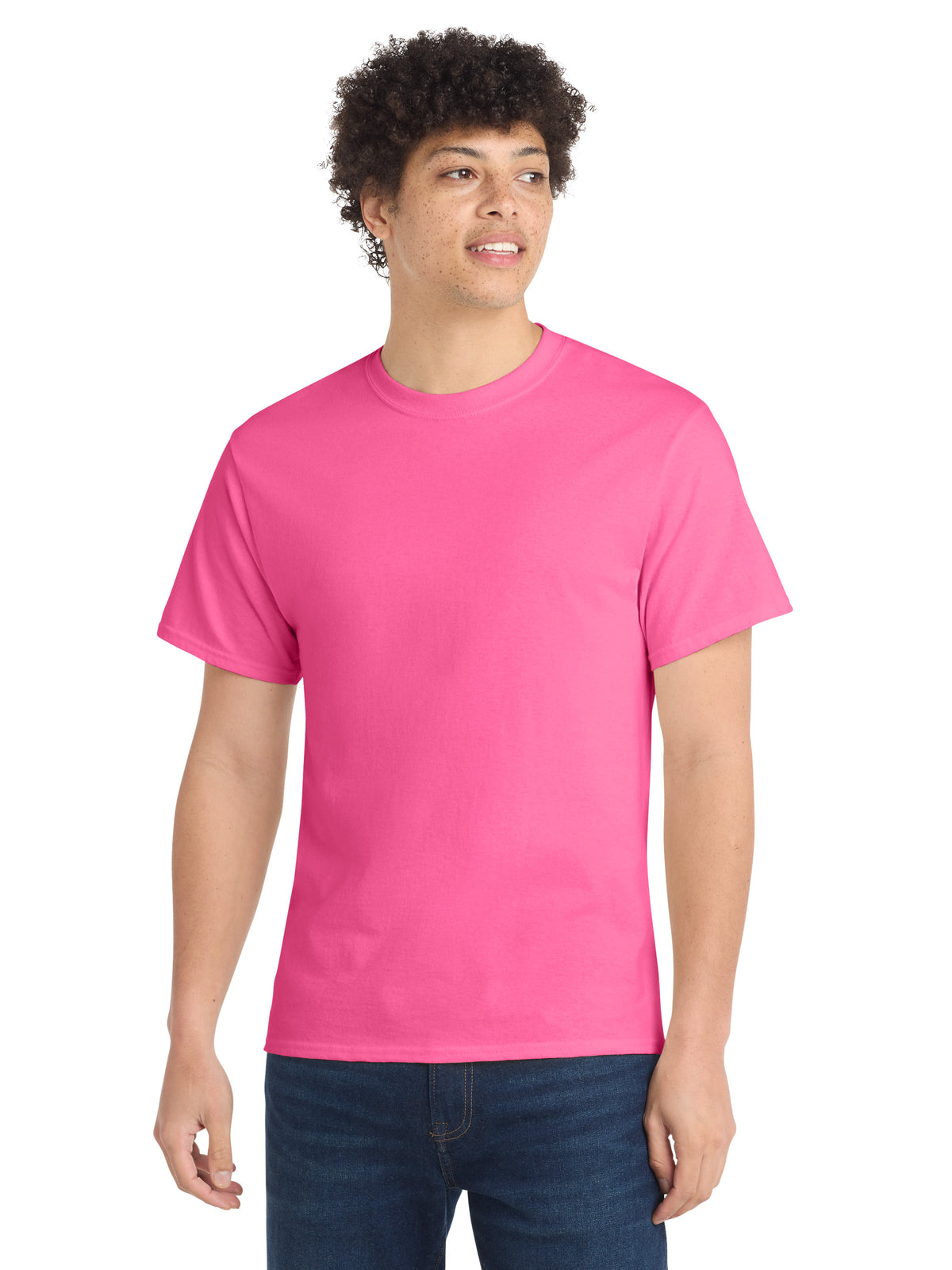 Men's Pocketless Core Cotton Tee - PC54 - Neon Pink