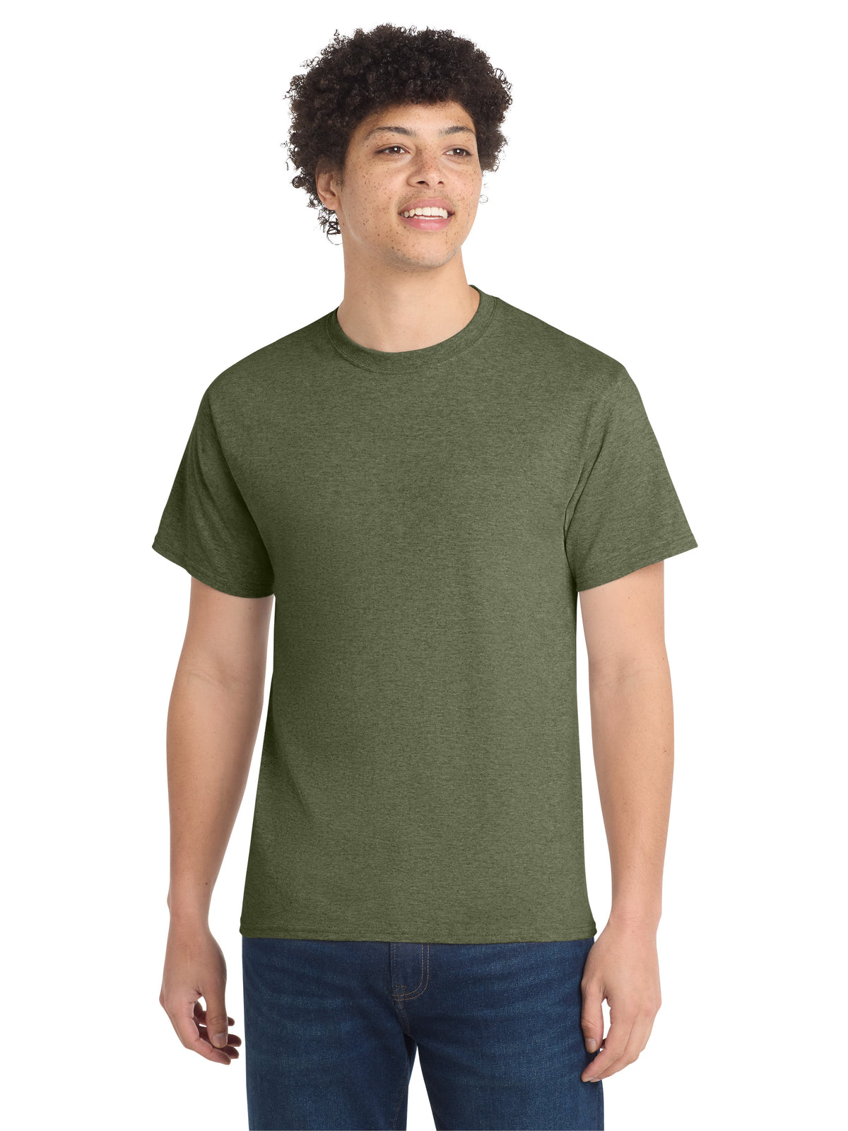 Men's Pocketless Core Cotton Tee - PC54 - Olive Drab Green Heather