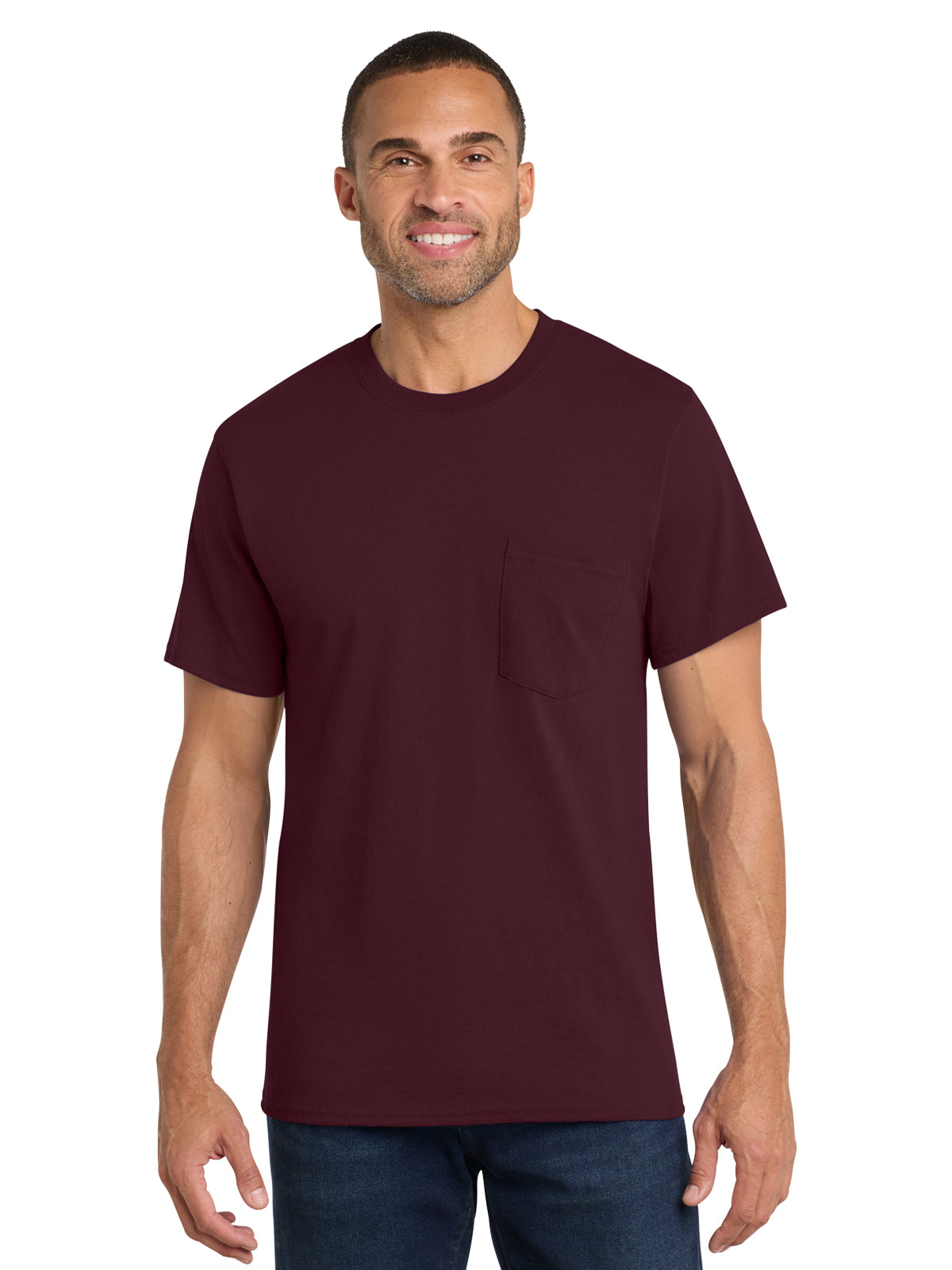 Men's 1-Pocket Core Cotton Tee - PC54P - Athletic Maroon