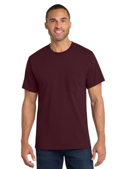 Men's 1-Pocket Core Cotton Tee - PC54P - Athletic Maroon
