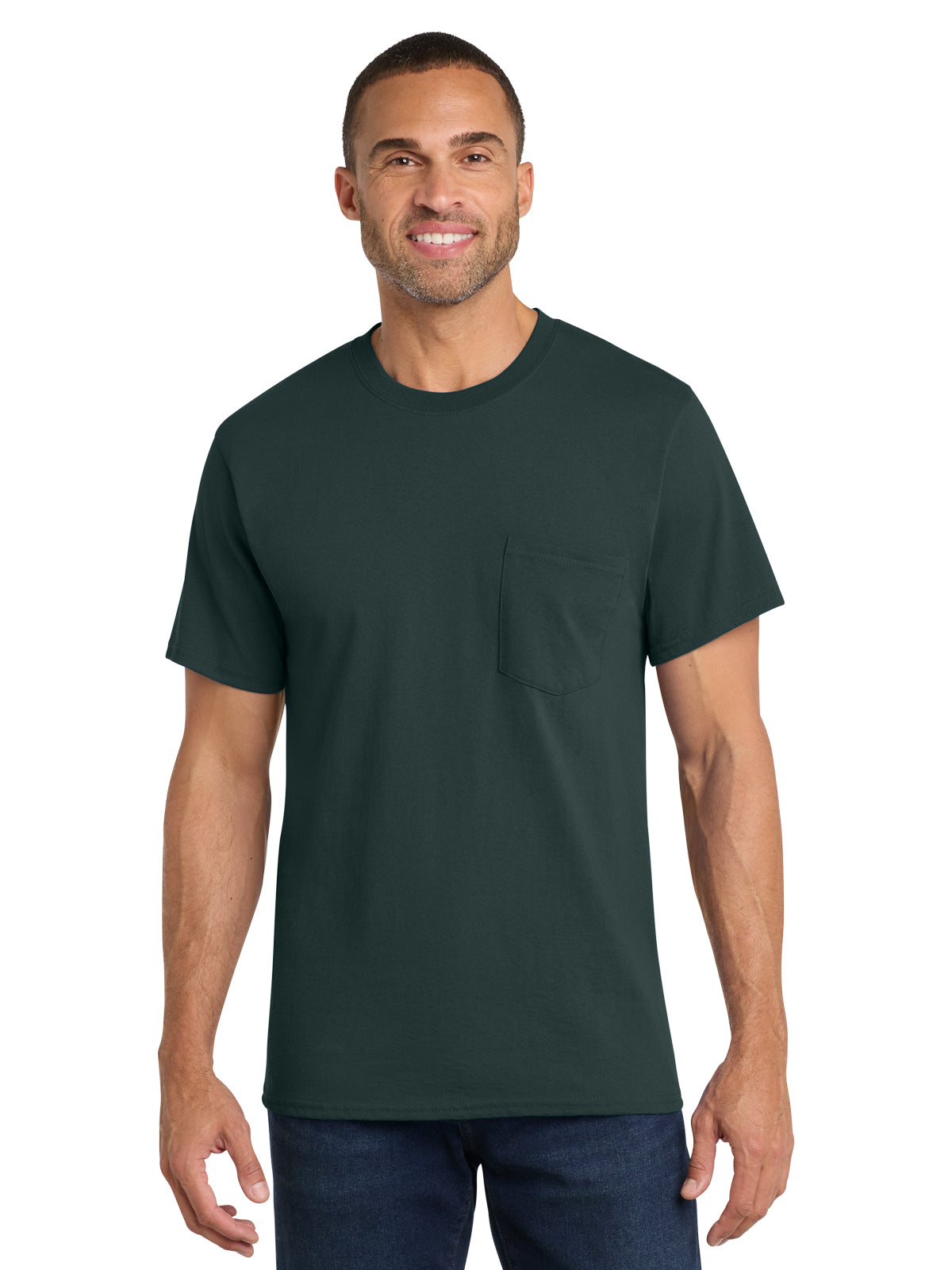 Men's 1-Pocket Core Cotton Tee - PC54P - Dark Green