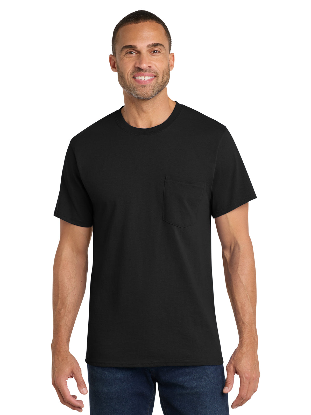 Men's 1-Pocket Core Cotton Tee - PC54P - Jet Black