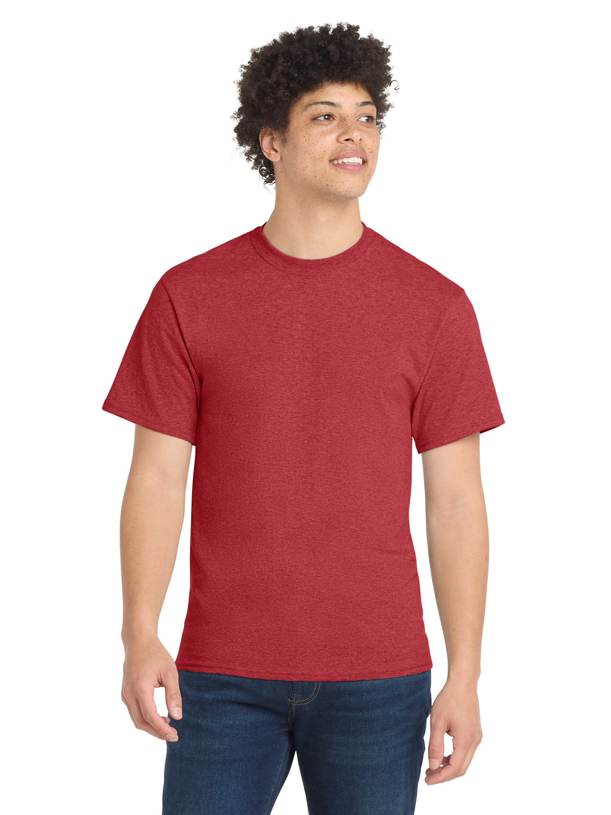 Men's Pocketless Core Blend Tee - PC55 - Heather Red