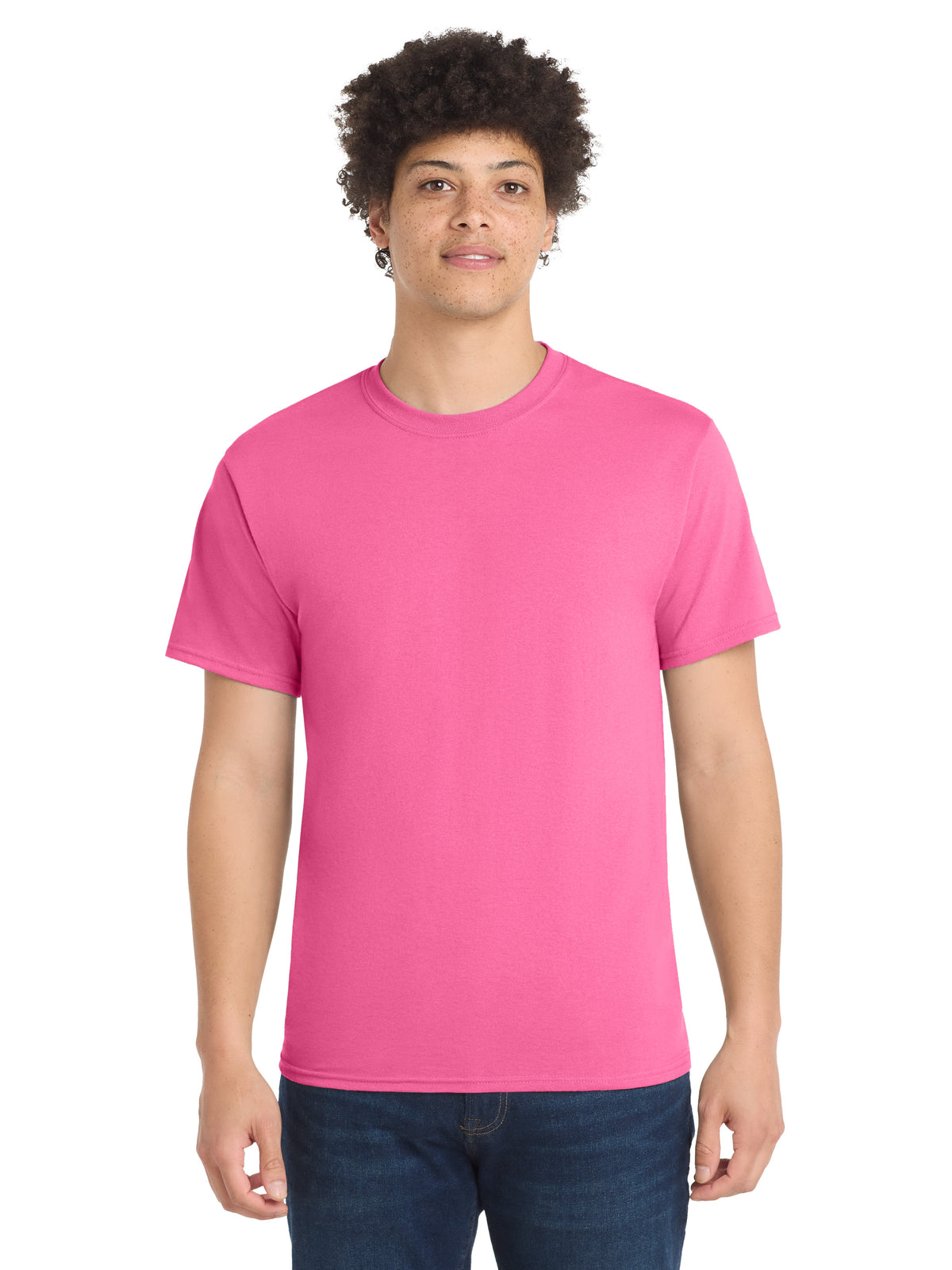 Men's Pocketless Core Blend Tee - PC55 - Neon Pink