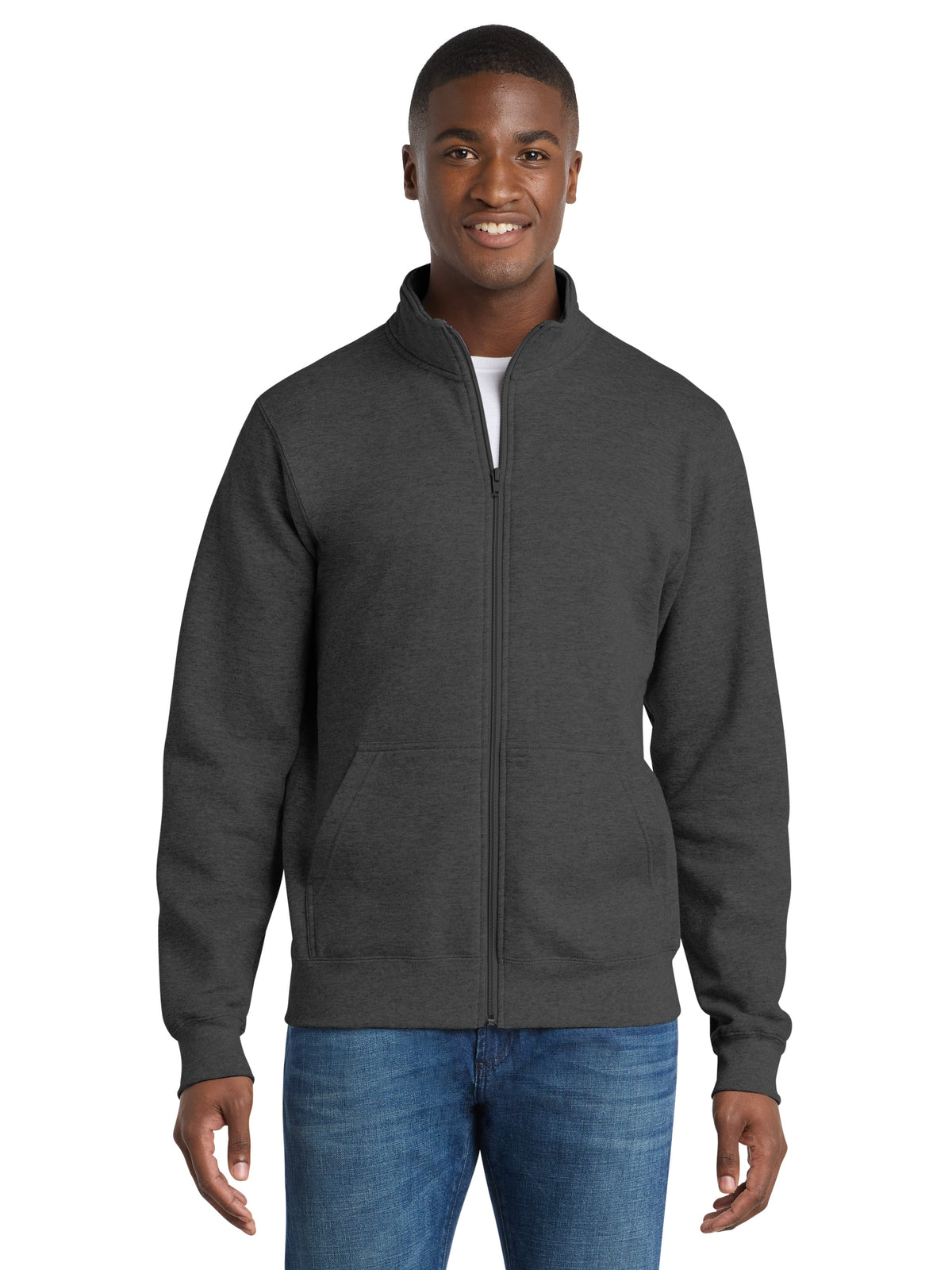Men's Core Fleece Cadet Full-Zip Sweatshirt - PC78FZ - Dark Heather Grey