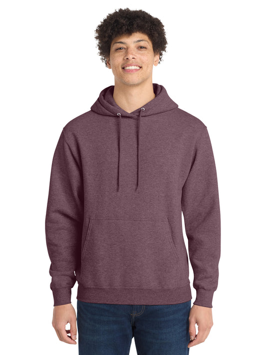 Men's 1-Pocket Core Fleece Pullover Hooded Sweatshirt - PC78H - Heather Athletic Maroon