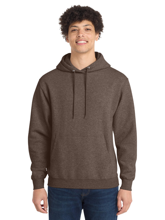 Men's 1-Pocket Core Fleece Pullover Hooded Sweatshirt - PC78H - Heather Dark Chocolate Brown