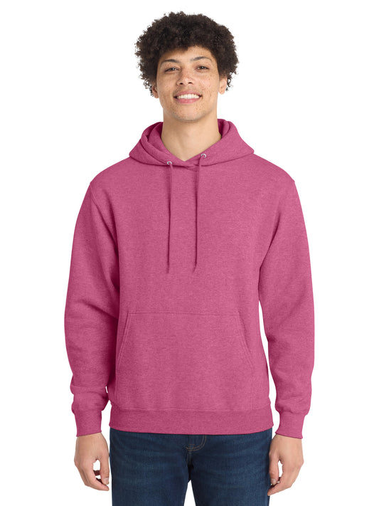 Men's 1-Pocket Core Fleece Pullover Hooded Sweatshirt - PC78H - Heather Sangria