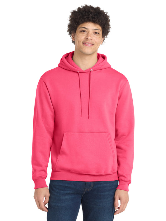 Men's 1-Pocket Core Fleece Pullover Hooded Sweatshirt - PC78H - Neon Pink