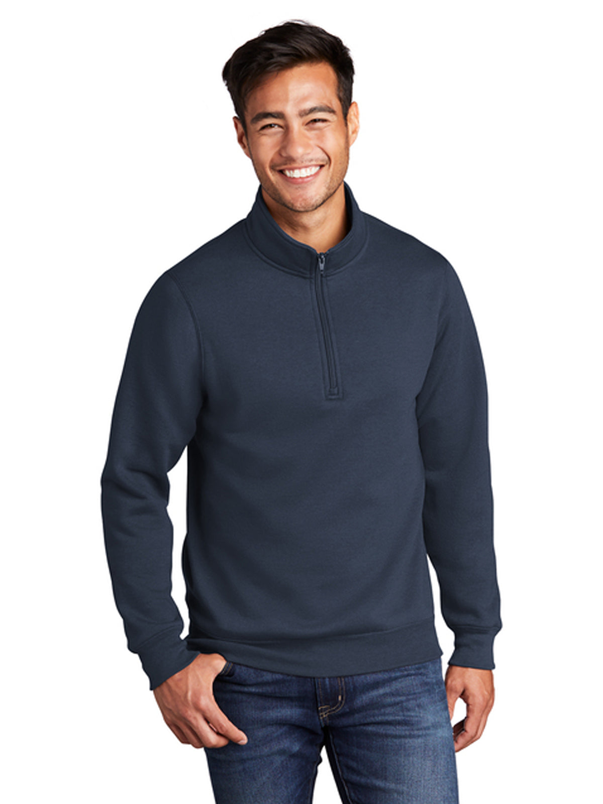 Men's Pocketless 1/4-Zip Pullover Sweatshirt - PC78Q - Navy