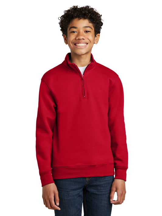 Youth Core Fleece 1/4-Zip Pullover Sweatshirt - PC78YQ - Red