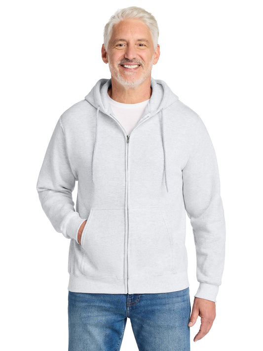 Men's 2-Pocket Core Fleece Full-Zip Hooded Sweatshirt - PC78ZH - Ash