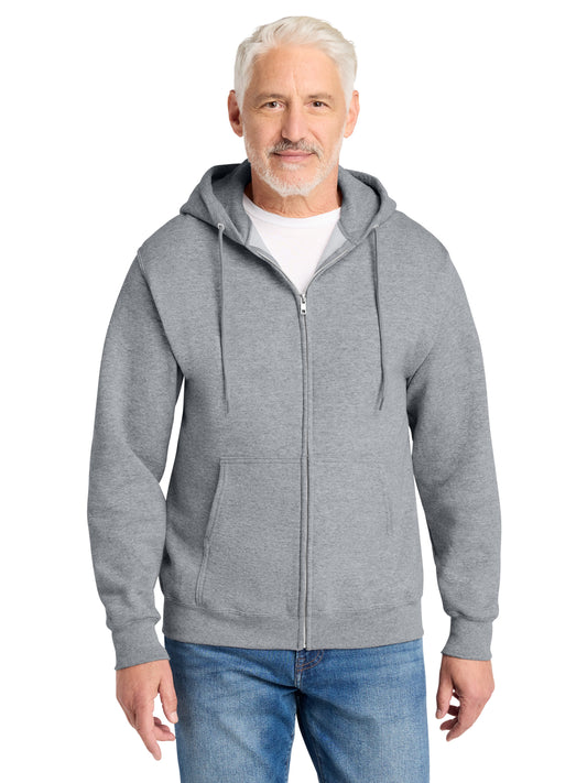 Men's 2-Pocket Core Fleece Full-Zip Hooded Sweatshirt - PC78ZH - Athletic Heather