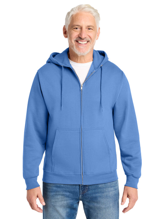 Men's 2-Pocket Core Fleece Full-Zip Hooded Sweatshirt - PC78ZH - Carolina Blue