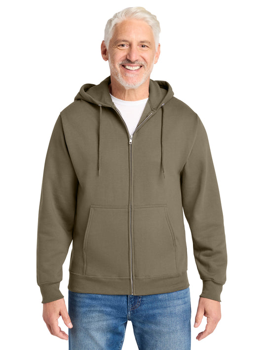 Men's 2-Pocket Core Fleece Full-Zip Hooded Sweatshirt - PC78ZH - Coyote Brown