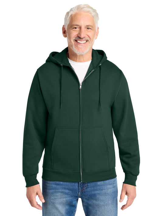 Men's 2-Pocket Core Fleece Full-Zip Hooded Sweatshirt - PC78ZH - Dark Green