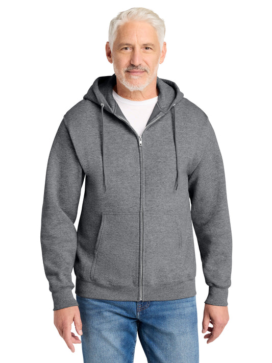 Men's 2-Pocket Core Fleece Full-Zip Hooded Sweatshirt - PC78ZH - Graphite Heather
