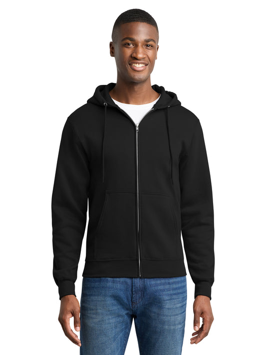 Men's 2-Pocket Core Fleece Full-Zip Hooded Sweatshirt - PC78ZH - Jet Black