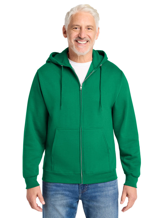 Men's 2-Pocket Core Fleece Full-Zip Hooded Sweatshirt - PC78ZH - Kelly
