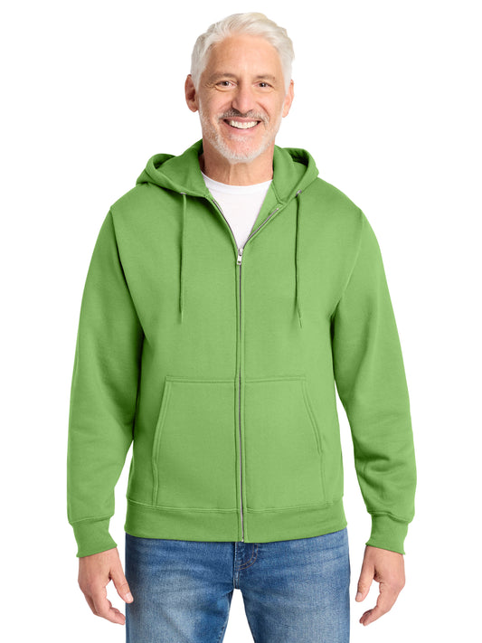 Men's 2-Pocket Core Fleece Full-Zip Hooded Sweatshirt - PC78ZH - Lime