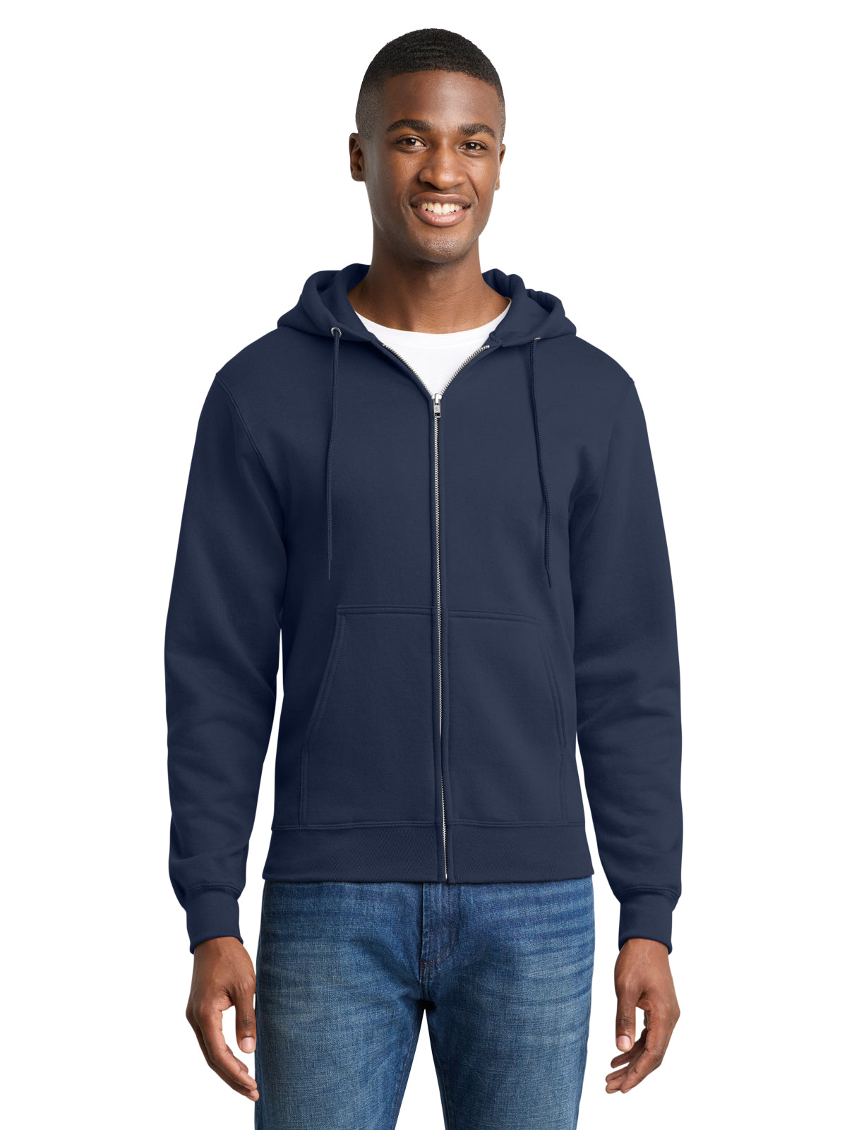 Men's 2-Pocket Core Fleece Full-Zip Hooded Sweatshirt - PC78ZH - Navy