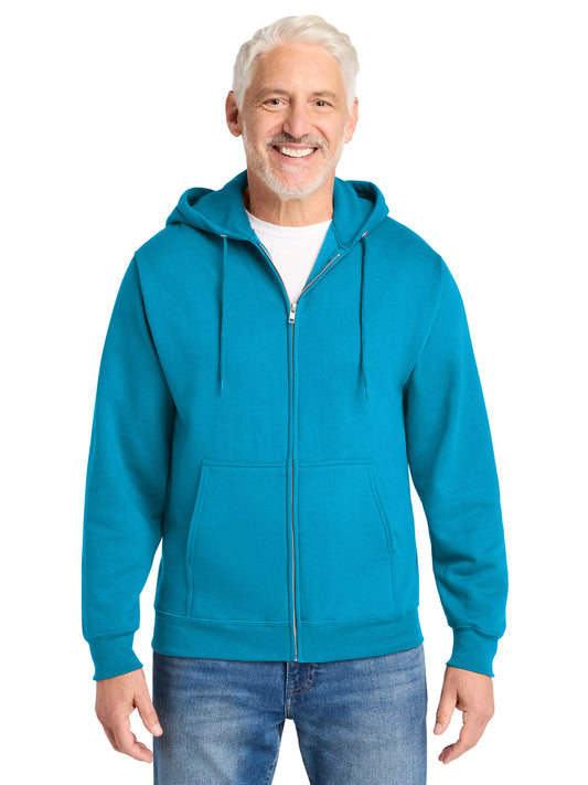 Men's 2-Pocket Core Fleece Full-Zip Hooded Sweatshirt - PC78ZH - Neon Blue