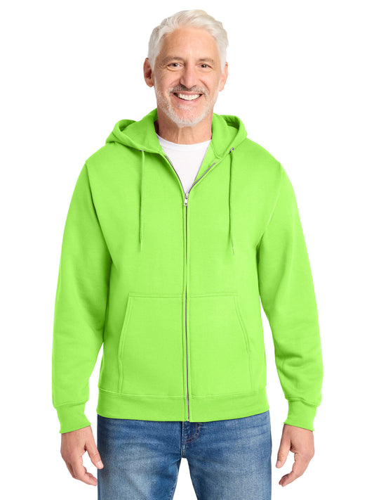 Men's 2-Pocket Core Fleece Full-Zip Hooded Sweatshirt - PC78ZH - Neon Green