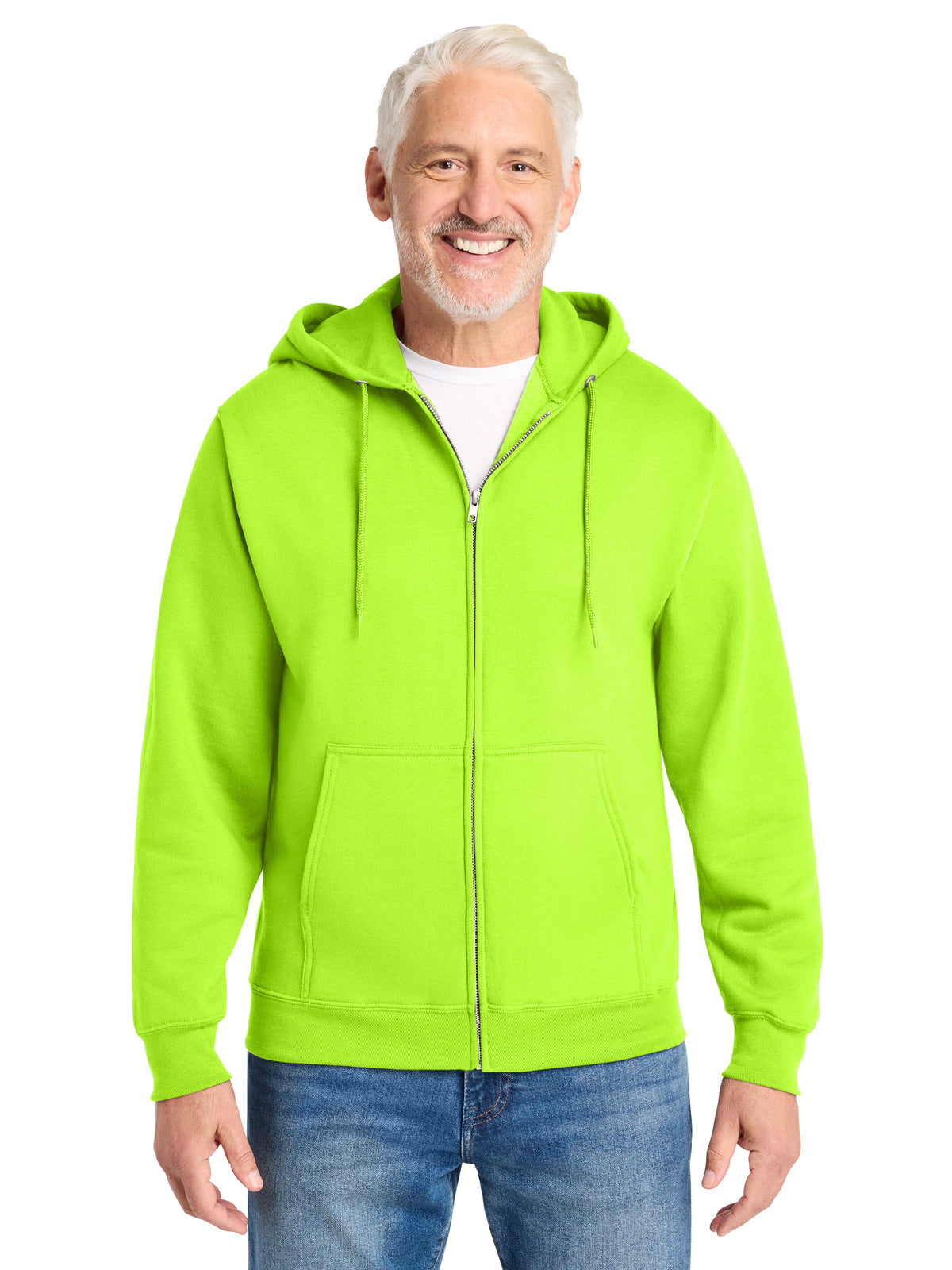 Men's 2-Pocket Core Fleece Full-Zip Hooded Sweatshirt - PC78ZH - Neon Yellow