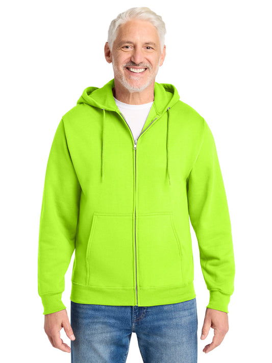 Men's 2-Pocket Core Fleece Full-Zip Hooded Sweatshirt - PC78ZH - Neon Yellow