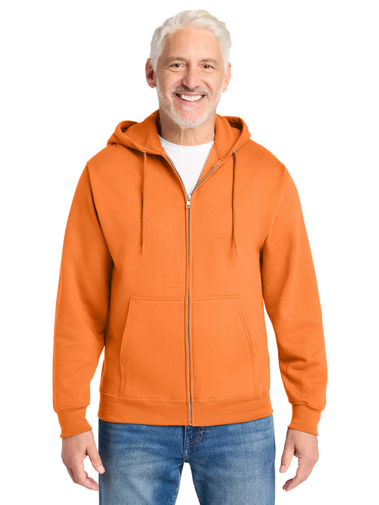 Men's 2-Pocket Core Fleece Full-Zip Hooded Sweatshirt - PC78ZH - Neon Orange