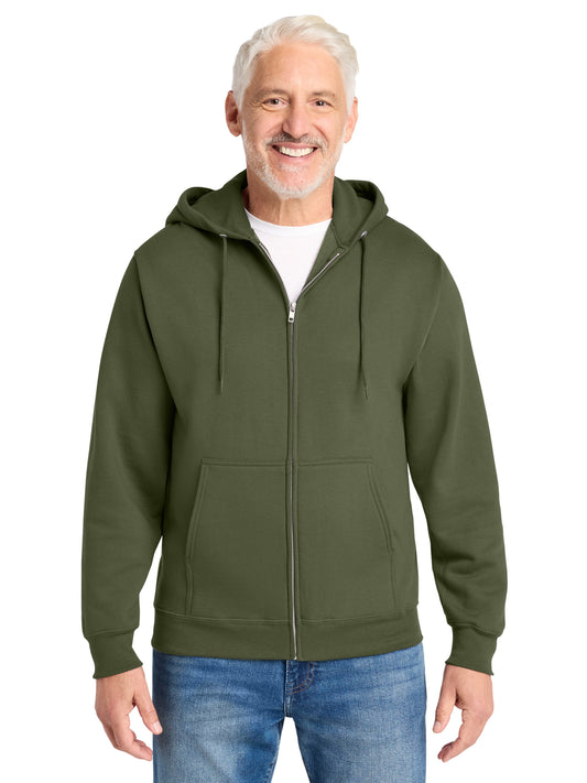 Men's 2-Pocket Core Fleece Full-Zip Hooded Sweatshirt - PC78ZH - Olive Drab Green