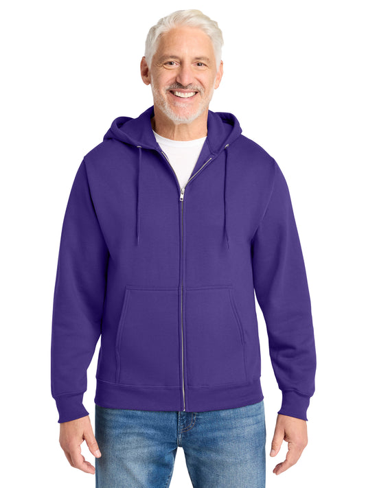 Men's 2-Pocket Core Fleece Full-Zip Hooded Sweatshirt - PC78ZH - Purple