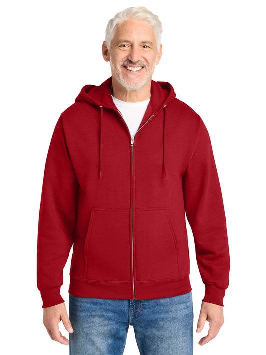 Men's 2-Pocket Core Fleece Full-Zip Hooded Sweatshirt - PC78ZH - Red