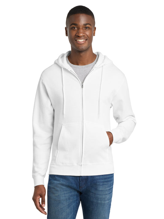 Men's 2-Pocket Core Fleece Full-Zip Hooded Sweatshirt - PC78ZH - White